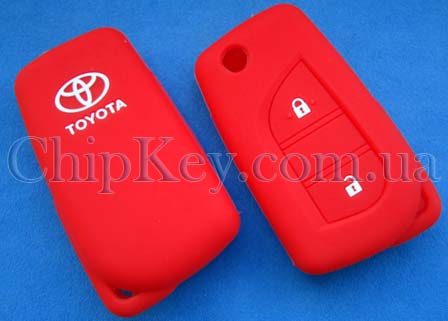 Чехол Toyota силиконовый 2 кнопки, красный