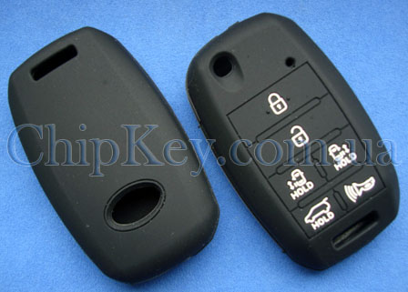 Чехол Kia смарт кей силиконовый 6 кнопок, черный