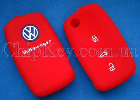 Чехол Volkswagen силиконовый 3 кнопки, красный