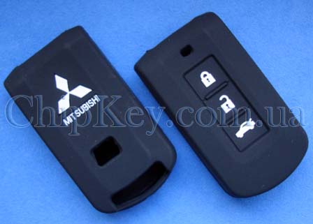 Чехол Mitsubishi smart key силиконовый 3 кнопки, черный