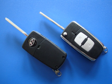 Ключ Hyundai выкидной (корпус) 2 кнопки, Chrome