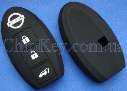 Чехол силиконовый Nissan Smart Key 4 кнопки, черный