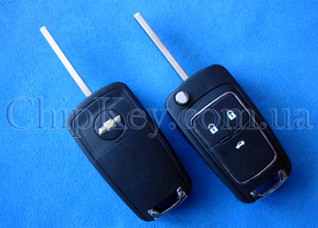 Ключ Chevrolet выкидной (корпус) 3 кнопки, лезвие hu100