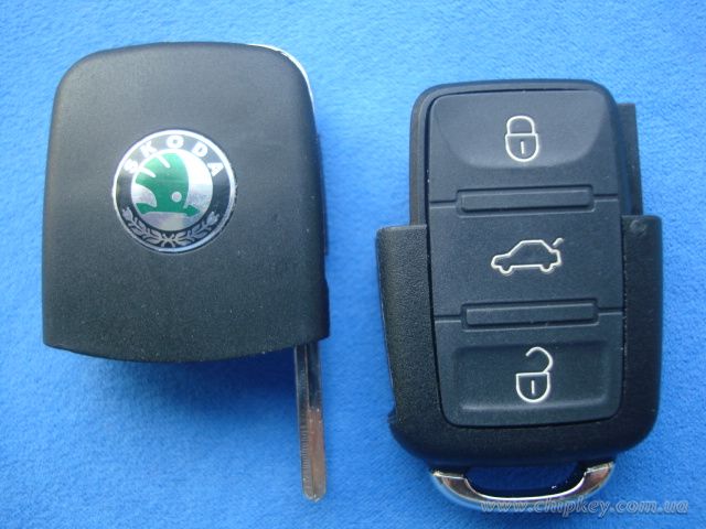 Ключ Skoda выкидной 3 кнопки с платой 1JO 959 753 T 315 Mhz, с id48 чипом