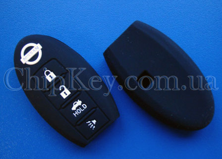 Чехол Nissan Smart Key силиконовый 4 кнопки, черный