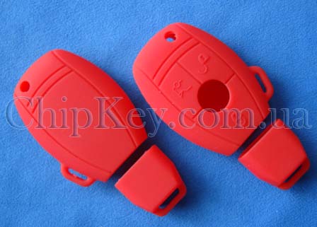 Чехол Mercedes smart key силиконовый 3 кнопки, красный