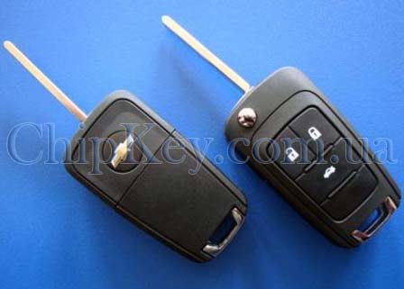 Ключ Chevrolet выкидной (корпус) 3 кнопки, лезвие hu100