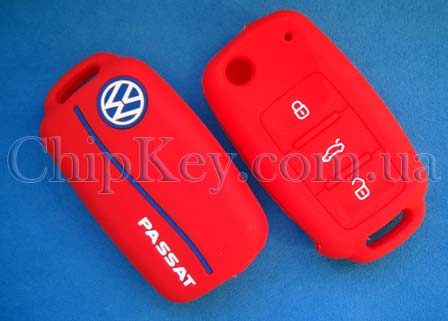 Чехол Volkswagen Passat силиконовый 3 кнопки, красный