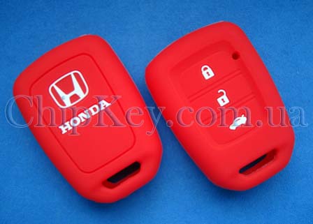 Чехол Honda силиконовый для ключа 3 кнопки, красный