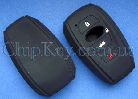 Чехол Subaru smart key силиконовый 4 кнопки, черный