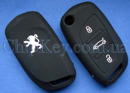 Чехол Peugeot силиконовый 3 кнопки, черный