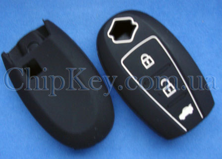 Чехол Suzuki smart key силиконовый 3 кнопки, черный