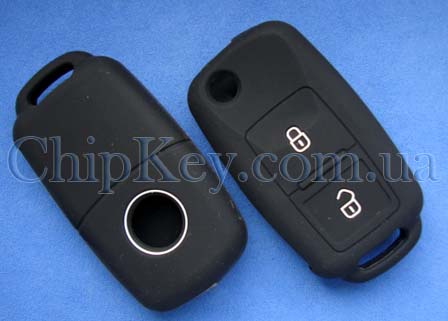 Чехол Volkswagen Skoda Seat силиконовый 2 кнопки, черный