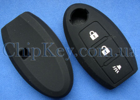 Чехол силиконовый Nissan Smart Key 3 кнопки, черный