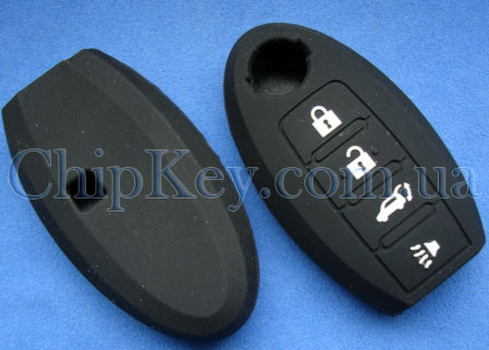 Чехол Nissan Smart Key силиконовый 4 кнопки, черный