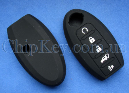 Cиликоновый чехол Nissan Smart Key 5 кнопок, черный