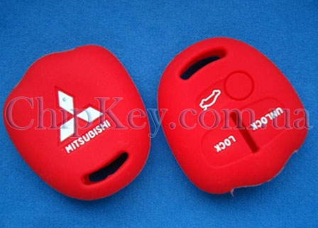 Чехол Mitsubishi силиконовый 3 кнопки, красный