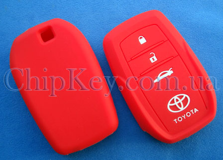 Чехол Toyota Smart Key силиконовый 3 кнопки, красный