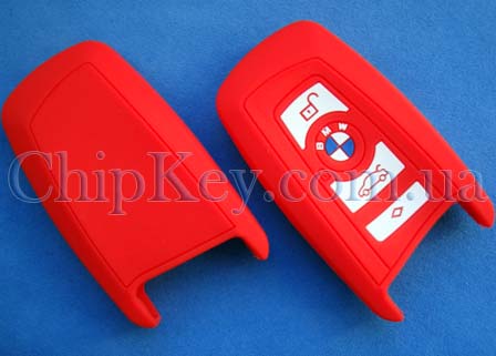 Чехол BMW F Series для Smart Key силиконовый 4 кнопки, красный