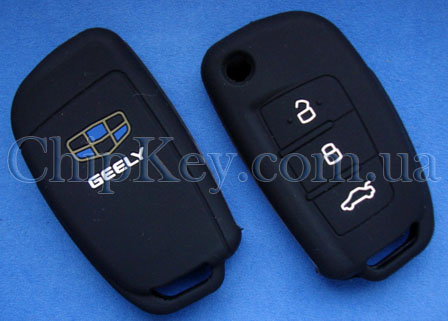 Чехол GEELY Emgrand, Dorsett силиконовый выкидной ключ 3 кнопки, черный
