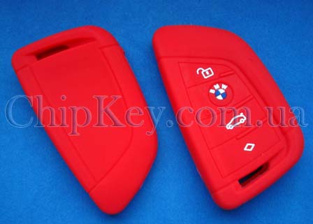 Чехол BMW G series для smart key силиконовый 4 кнопки, красный