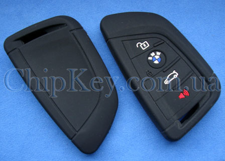 Чехол BMW G series для smart key силиконовый 4 кнопки, черный