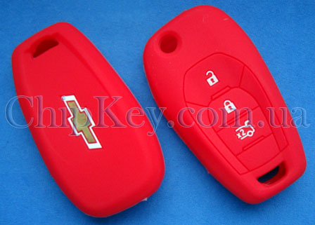 Чехол Chevrolet силиконовый 3 кнопки, красный