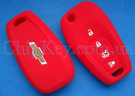 Чехол Chevrolet силиконовый 4 кнопки, красный