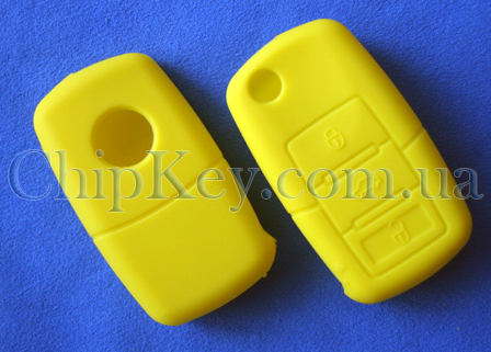Volkswagen Skoda Seat силиконовый чехол под выкидной ключ 3 кнопки, желтый