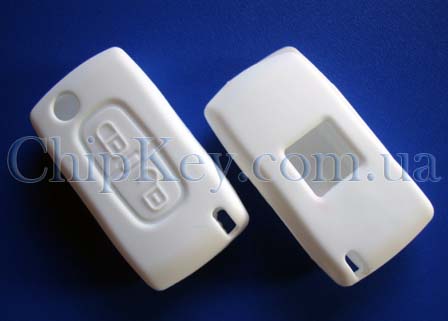 Peugeot Citroen силиконовый чехол на выкидной ключ 2 кнопки, белый