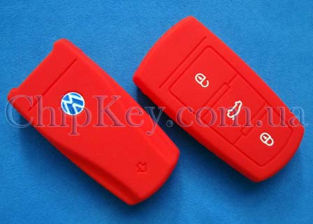 Volkswagen B6, CC Smart Key чехол силиконовый 3 кнопки, красный