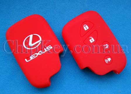 Чехол Lexus smart key силиконовый 4 кнопки, красный