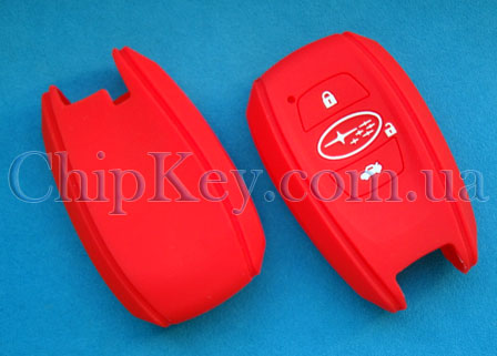 Чехол Subaru smart key силиконовый 3 кнопки, красный