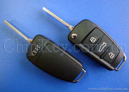 Ключ Audi выкидной (корпус) 3 кнопки, лезвие hu66