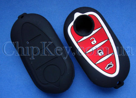 Alfa Romeo силиконовый чехол на выкидной ключ 3 кнопки, черный