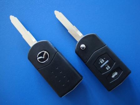 Ключ Mazda 3, 5, 6 выкидной 3 кнопки с чипом id63, 433Mhz, visteon system