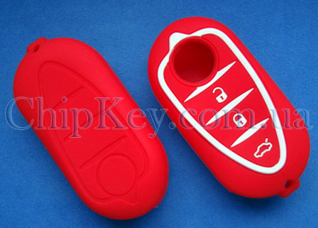 Alfa Romeo силиконовый чехол на выкидной ключ 3 кнопки, красный