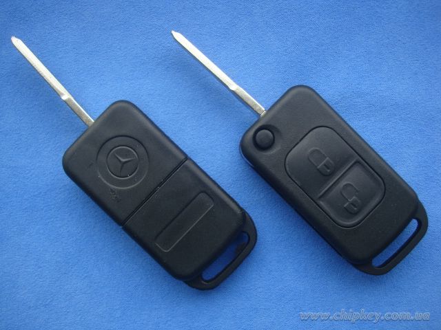 Mercedes выкидной ключ 2 кнопки, лезвие HU64P, с чипом 33 PHILIPS, с платой 5WK469, I-RED