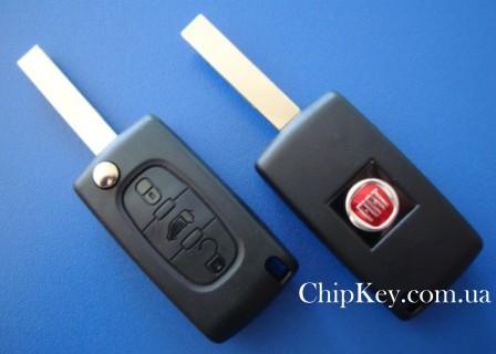 Ключ Fiat Scudo выкидной 3 кнопки, лезвие hu83t, с платой 433Mhz ASK, с чипом id46(pcf7941)