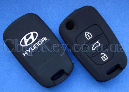 Чехол силиконовый Hyundai под выкидной ключ 3 кнопки, черный