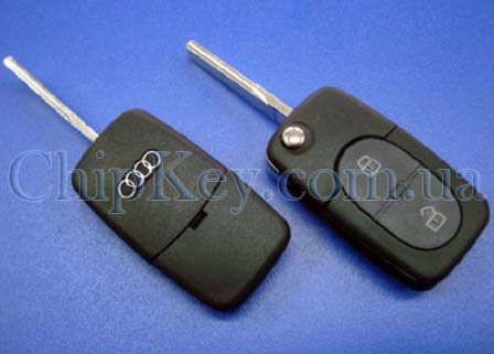 Ключ Audi выкидной 2 кнопки с платой HLO 4 DO 837 231 A 433 Mhz, с id48 Megamos чипом