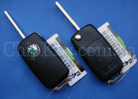 Ключ Skoda выкидной (корпус) 3 кнопки, лезвие hu66