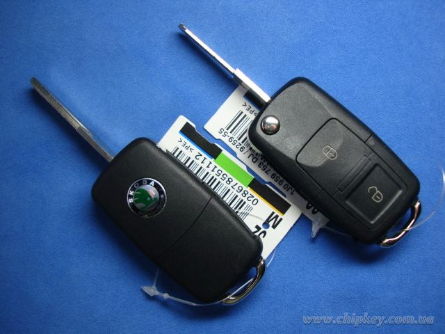 Ключ Skoda выкидной (корпус) 2 кнопки, лезвие hu49