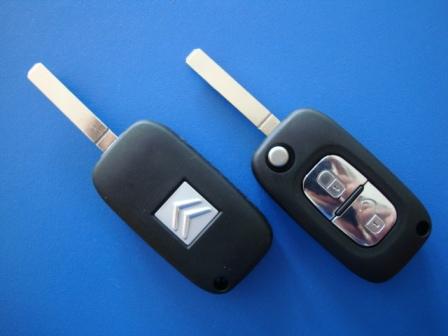 Ключ Citroen выкидной (корпус) 2 кнопки, с креплением батарейки на корпусе ключа, лезвие va2