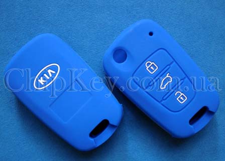 Чехол Kia силиконовый 3 кнопки, синий