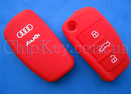 Чехол Audi силиконовый 3 кнопки, красный