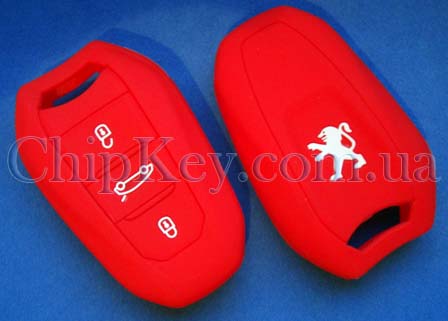 Чехол Peugeot силиконовый 3 кнопки, красный