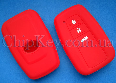 Чехол Toyota Smart Key силиконовый 3 кнопки, красный