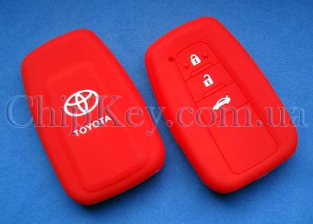 Чехол Toyota Smart Key силиконовый 3 кнопки, красный