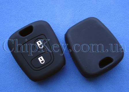 Чехол Peugeot Citroen силиконовый 2 кнопки, черный